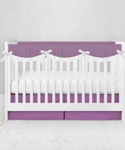 Bumperless Crib Set with Pleated Skirtand Scalloped Rail Covers - Purple