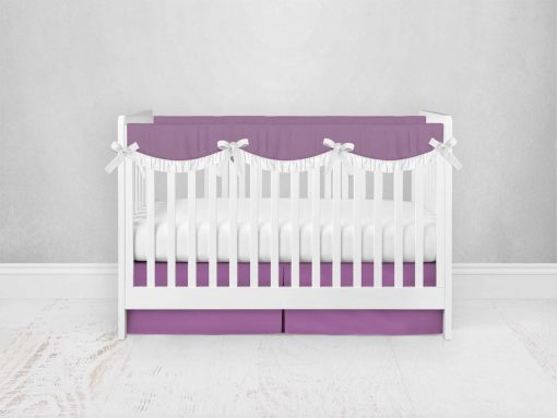 Bumperless Crib Set with Pleated Skirtand Scalloped Rail Covers - Purple