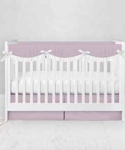 Bumperless Crib Set with Pleated Skirtand Scalloped Rail Covers - Bright Pink