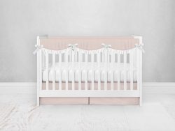 Bumperless Crib Set with Pleated Skirtand Scalloped Rail Covers - Pink