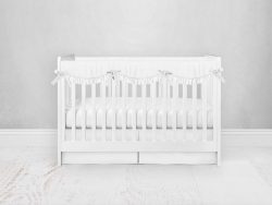 Bumperless Crib Set with Pleated Skirtand Scalloped Rail Covers - White