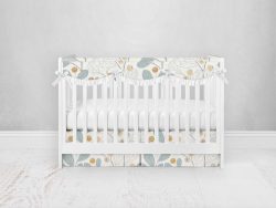 Bumperless Crib Set with Pleated Skirtand Scalloped Rail Covers - Wall Flower