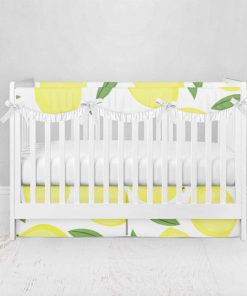 Bumperless Crib Set with Pleated Skirtand Scalloped Rail Covers - Lively Lemons