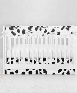 Bumperless Crib Set with Pleated Skirtand Scalloped Rail Covers - Spotted Dottie