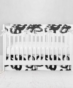 Bumperless Crib Set with Pleated Skirtand Scalloped Rail Covers - Fab Flower