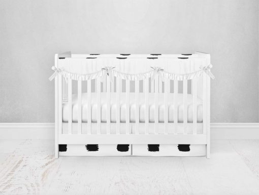 Bumperless Crib Set with Pleated Skirtand Scalloped Rail Covers - Checked