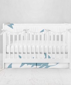 Bumperless Crib Set with Pleated Skirtand Scalloped Rail Covers - Sharky