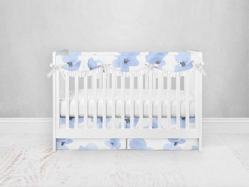Bumperless Crib Set with Pleated Skirtand Scalloped Rail Covers - Blue Violet