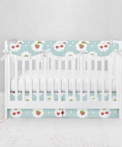 Bumperless Crib Set with Pleated Skirtand Scalloped Rail Covers - Sweetie Pie