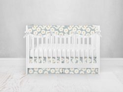 Bumperless Crib Set with Pleated Skirtand Scalloped Rail Covers - Daisy Mae