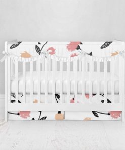 Bumperless Crib Set with Pleated Skirtand Scalloped Rail Covers - Sweet Buds