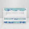 Bumperless Crib Set with Pleated Skirtand Scalloped Rail Covers - Funny Shark