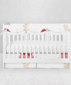 Bumperless Crib Set with Pleated Skirtand Scalloped Rail Covers - Ice Cream Surprise