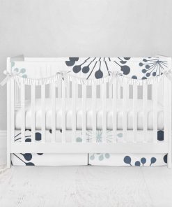 Bumperless Crib Set with Pleated Skirtand Scalloped Rail Covers - Dandy Delight