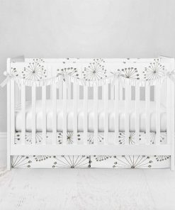 Bumperless Crib Set with Pleated Skirtand Scalloped Rail Covers - Dandy Delight Ink