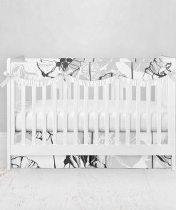 Bumperless Crib Set with Pleated Skirtand Scalloped Rail Covers - Buttercup