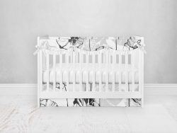 Bumperless Crib Set with Pleated Skirtand Scalloped Rail Covers - Buttercup