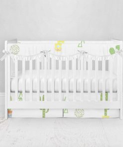 Bumperless Crib Set with Pleated Skirtand Scalloped Rail Covers - Cactus Collection