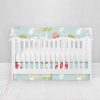 Bumperless Crib Set with Pleated Skirtand Scalloped Rail Covers - Mushroom Mix