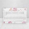 Bumperless Crib Set with Pleated Skirtand Scalloped Rail Covers - Pretty in Pink