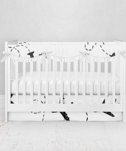 Bumperless Crib Set with Pleated Skirtand Scalloped Rail Covers - Fly Fly