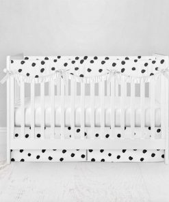 Bumperless Crib Set with Pleated Skirtand Scalloped Rail Covers - Dotted