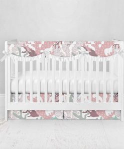 Bumperless Crib Set with Pleated Skirtand Scalloped Rail Covers - Cora l& Fish