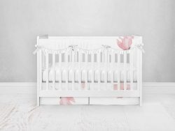 Bumperless Crib Set with Pleated Skirtand Scalloped Rail Covers - Baby Blooms