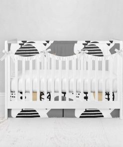 Bumperless Crib Set with Pleated Skirtand Scalloped Rail Covers - Abstract Nature