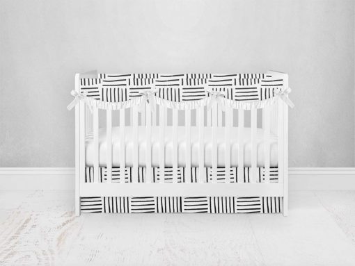 Bumperless Crib Set with Pleated Skirtand Scalloped Rail Covers - Woven