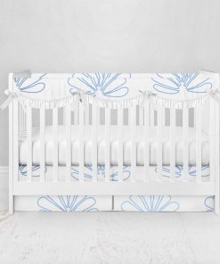Bumperless Crib Set with Pleated Skirtand Scalloped Rail Covers - Soft Shell