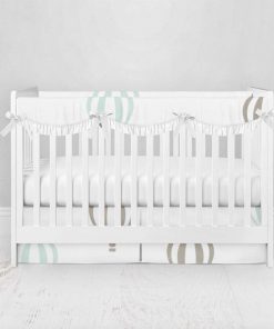 Bumperless Crib Set with Pleated Skirtand Scalloped Rail Covers - Day Dream