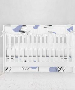 Bumperless Crib Set with Pleated Skirtand Scalloped Rail Covers - Spots & Dots