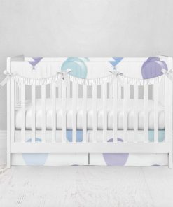 Bumperless Crib Set with Pleated Skirtand Scalloped Rail Covers - Balloons
