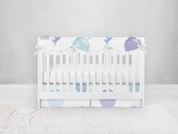 Bumperless Crib Set with Pleated Skirtand Scalloped Rail Covers - Balloons