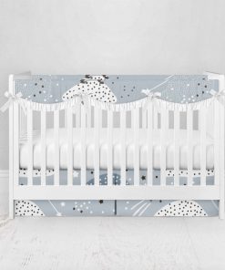 Bumperless Crib Set with Pleated Skirtand Scalloped Rail Covers - Star Bears
