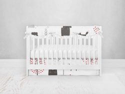 Bumperless Crib Set with Pleated Skirtand Scalloped Rail Covers - Wild Woods