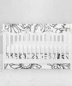 Bumperless Crib Set with Pleated Skirtand Scalloped Rail Covers - She Loves Me