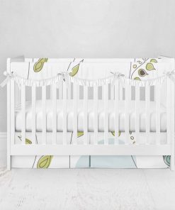 Bumperless Crib Set with Pleated Skirtand Scalloped Rail Covers - Viney Mod