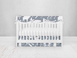 Bumperless Crib Set with Pleated Skirtand Scalloped Rail Covers - Wild & Free