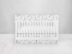 Bumperless Crib Set with Pleated Skirtand Scalloped Rail Covers - Big Bear