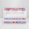 Bumperless Crib Set with Pleated Skirtand Scalloped Rail Covers - Blue & Orange Starfish