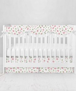 Bumperless Crib Set with Pleated Skirtand Scalloped Rail Covers - Tiny Tulip