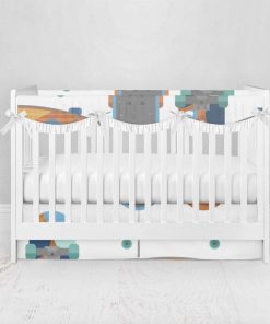 Bumperless Crib Set with Pleated Skirtand Scalloped Rail Covers - Skate boards