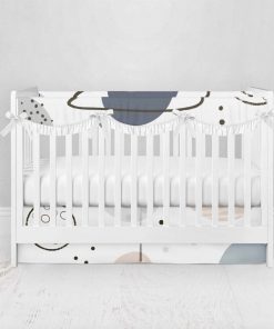 Bumperless Crib Set with Pleated Skirtand Scalloped Rail Covers - Cosmic