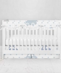 Bumperless Crib Set with Pleated Skirtand Scalloped Rail Covers - Beetle Beep