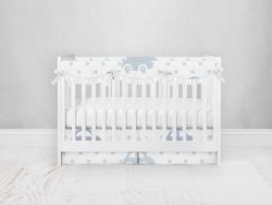 Bumperless Crib Set with Pleated Skirtand Scalloped Rail Covers - Beetle Beep