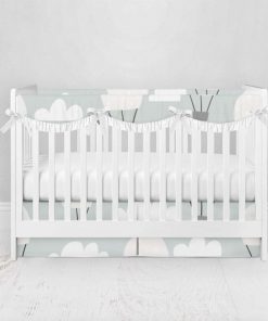 Bumperless Crib Set with Pleated Skirtand Scalloped Rail Covers - Drift & Dream