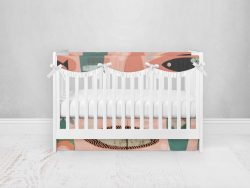 Bumperless Crib Set with Pleated Skirtand Scalloped Rail Covers - Boards & More