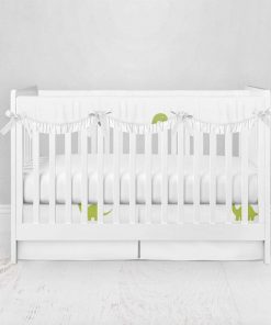 Bumperless Crib Set with Pleated Skirtand Scalloped Rail Covers - Tiny Dino